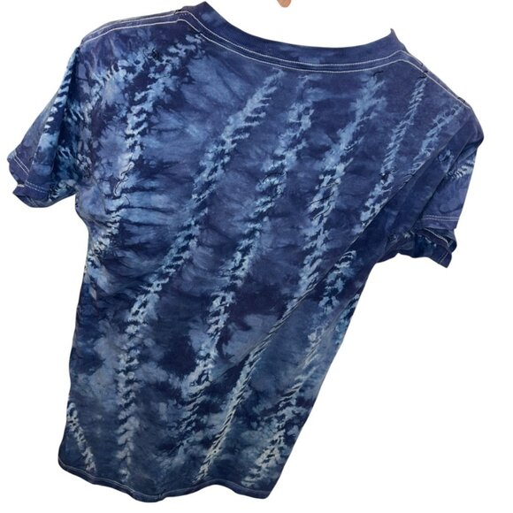 Hand Dyed One of A Kind indigo blue shibori cotton t-shirt top S - Picture 3 of 3